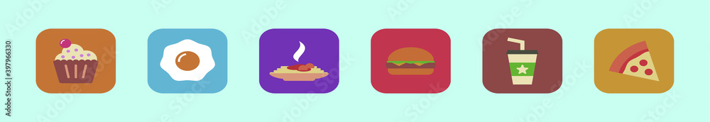set of breakfast cartoon icon design template with various models. vector illustration isolated on background set of breakfast cartoon icon design template with various models. vector illustration isolated on background