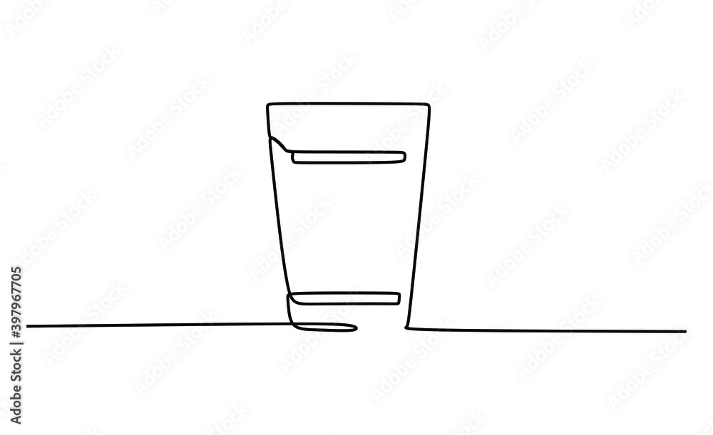 A glass water jug. Continuous one line drawing A glass water jug. Continuous one line drawing