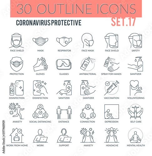 Coronavirus Protective Outline Icons