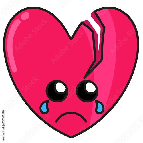 broken heart doodle kawaii. doodle icon image