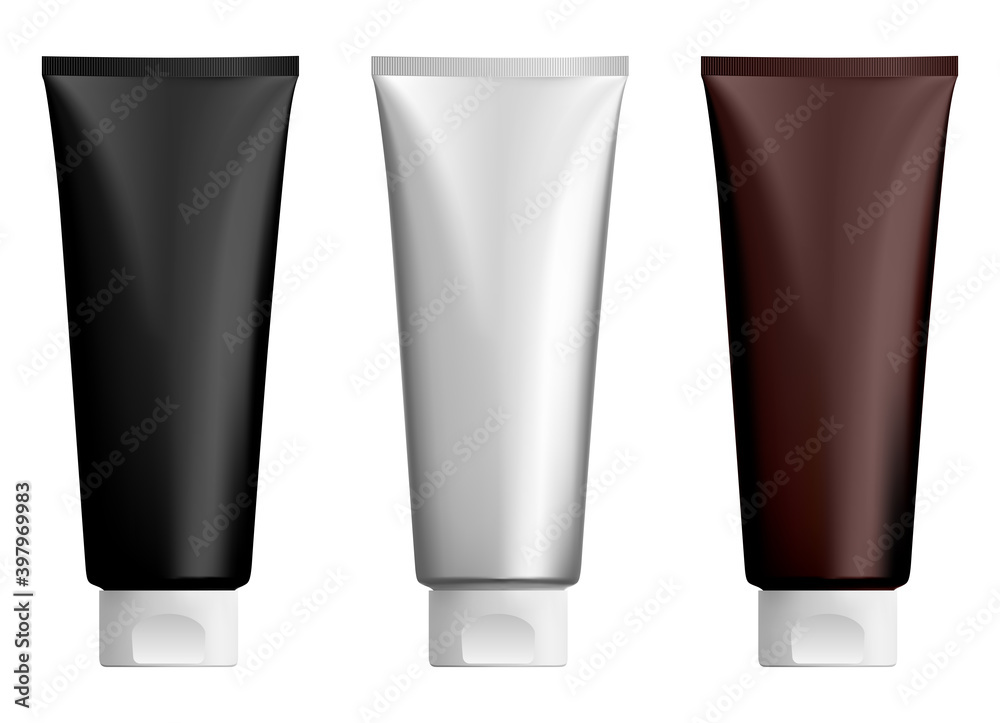 Cosmetic cream tube. Lotion plastic tubes mockup. Face of hand gel bottle template design, realistic illustration. Soft thoothpaste packaging to squeeze. BB creme or shampoo tubes Cosmetic cream tube. Lotion plastic tubes mockup. Face of hand gel bottle template design, realistic illustration. Soft thoothpaste packaging to squeeze. BB creme or shampoo tubes