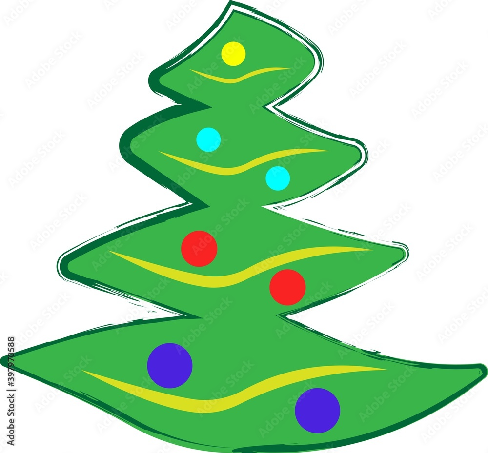 Green Christmas tree with Christmas balls. Green Christmas tree with Christmas balls.