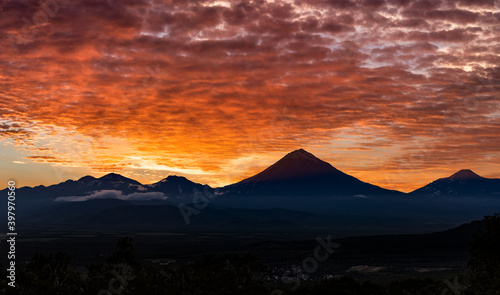 Kamchatka  continuation of sunset over Koryaksky volcano