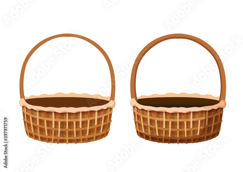 brown empty basket isolated on white background illustration vec