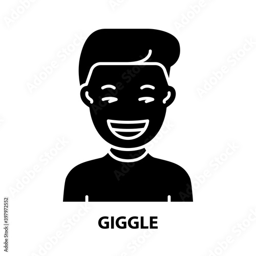 giggle icon, black vector sign with editable strokes, concept illustration