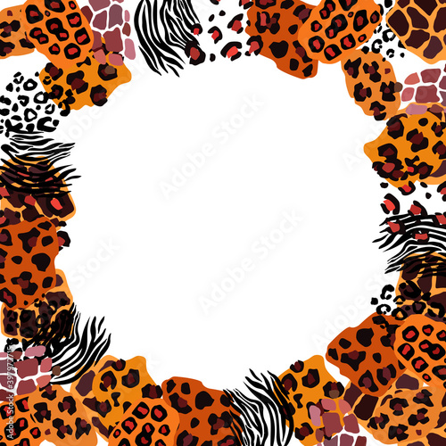 Animal vector frame. Abstract border on white background