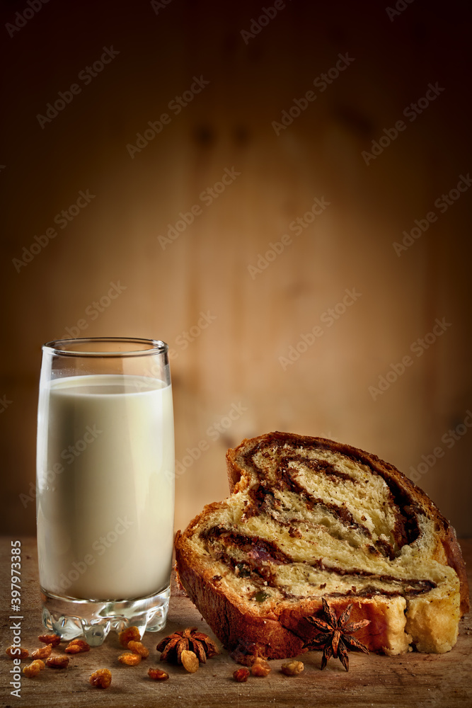 Pound cake with filling and milk Pound cake with filling and milk