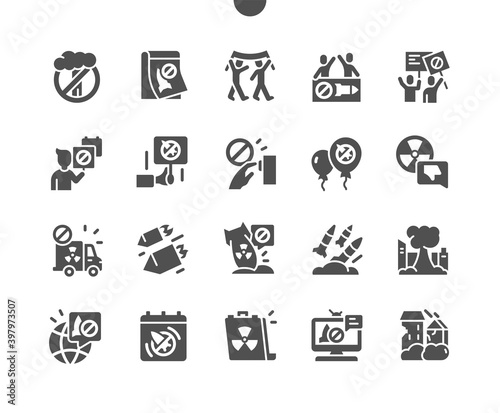 International Day Against Nuclear 22 January. Protest against nuclear attack. Machine with nuclear weapons. Bombing. Calendar. Twenty second of january. Vector Solid Icons. Simple Pictogram