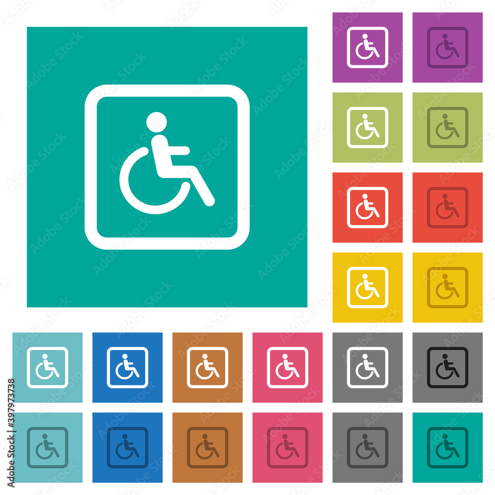 Handicapped parking square flat multi colored icons Handicapped parking square flat multi colored icons