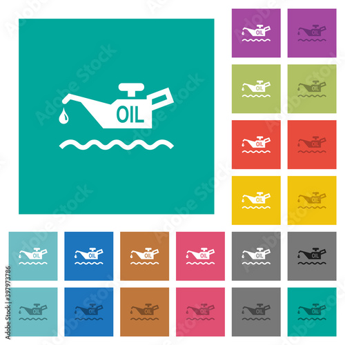 Oil level minimum indicator square flat multi colored icons