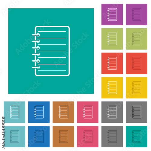 Notepad square flat multi colored icons