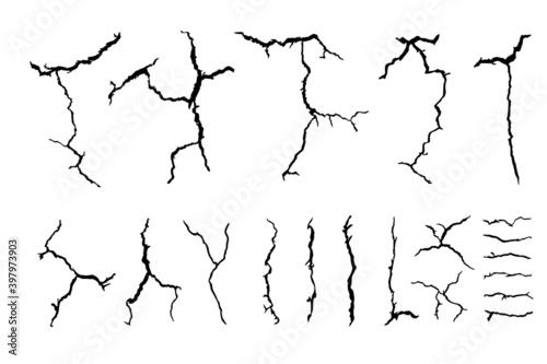details many lines of crack ground for abstract background on white background