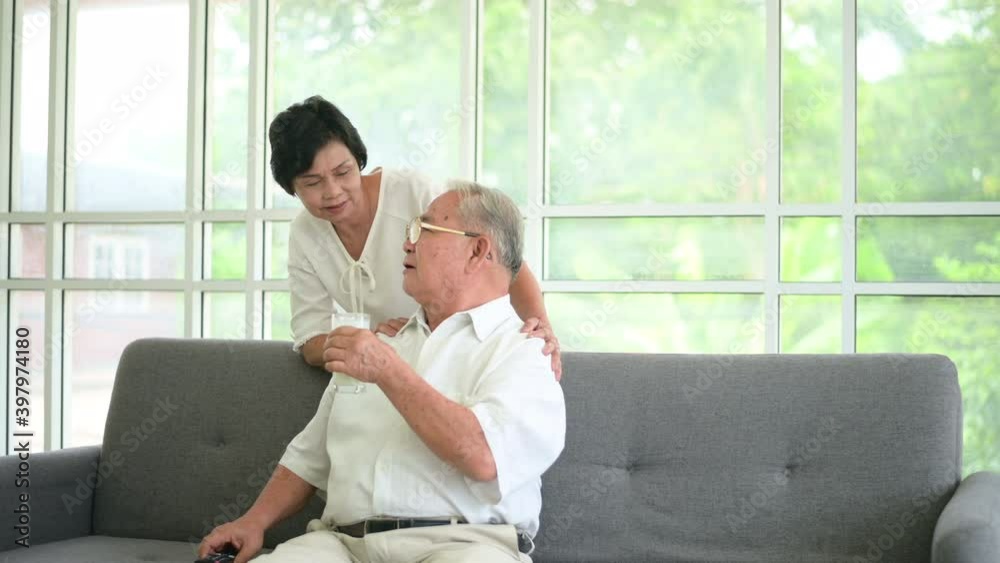 Happy elderly couple drinking milk and spending time together at home, health and retirement concept. Happy elderly couple drinking milk and spending time together at home, health and retirement concept.