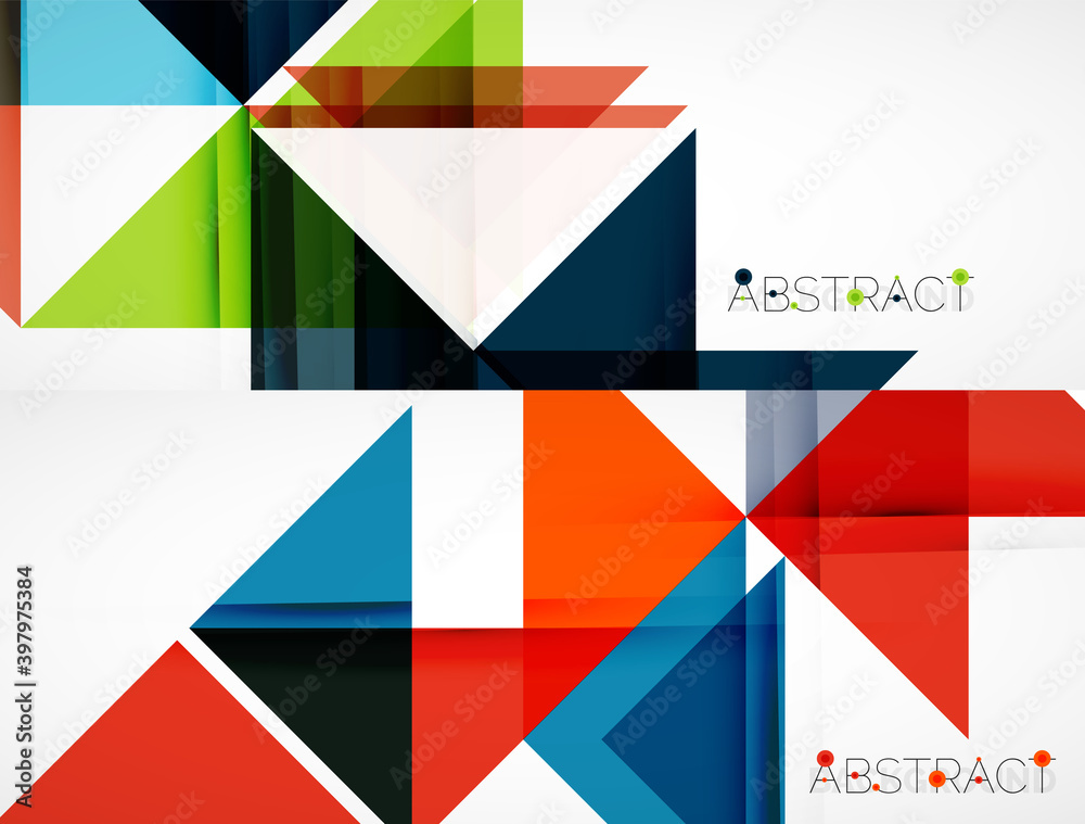 Set of vector triangle geometric backgrounds. Vector illustration for covers, banners, flyers and posters and other designs