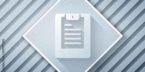 Paper cut Server, Data report icon isolated on grey background. Paper art style. Vector.