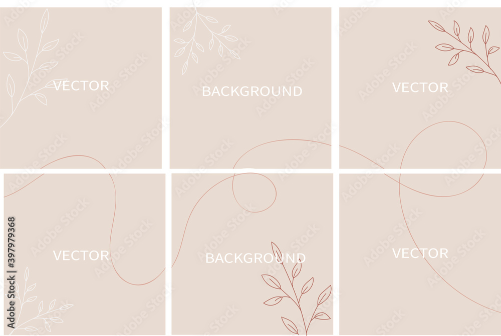 Set of vector abstract background with copy space for text. Design for social media, insta story, card, feed post. square flyer banner