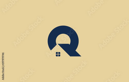 monogram alphabet letter Q with real estate logo design