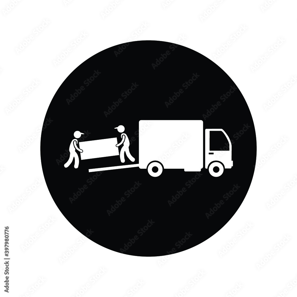 Circle online delivery people solid vector icon Circle online delivery people solid vector icon