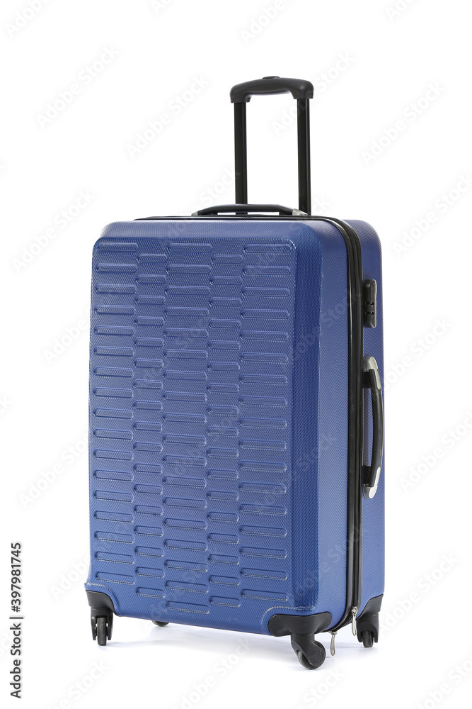 Packed suitcase on white background Packed suitcase on white background