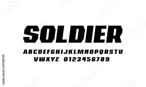 Italic sans serif font in military style