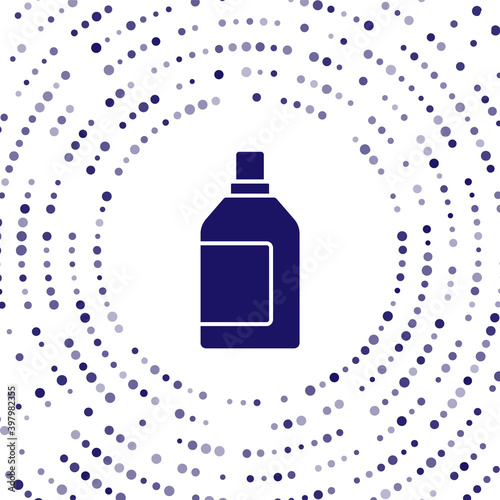 Blue Plastic bottle for laundry detergent, bleach, dishwashing liquid or another cleaning agent icon isolated on white background. Abstract circle random dots. Vector.