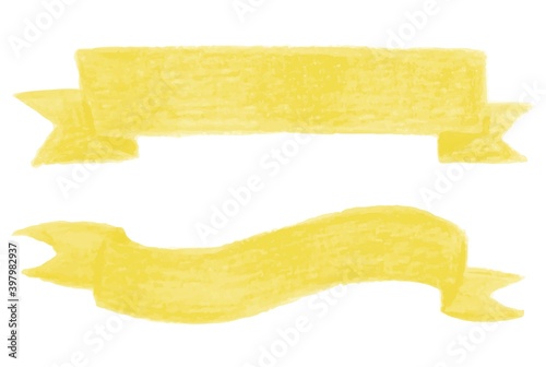 黄色のかわいい手描きのリボン