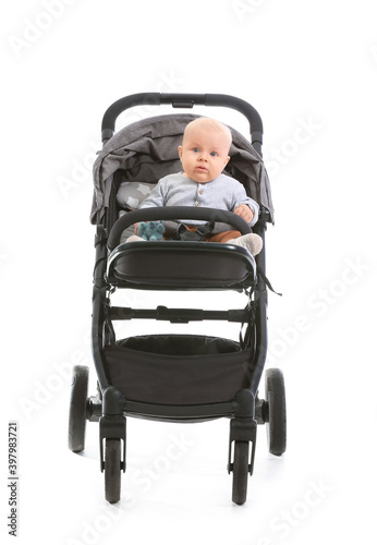 Cute funny baby in stroller...
