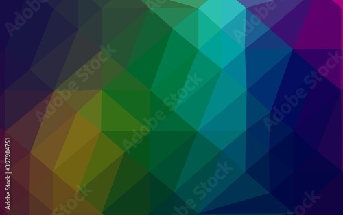 Dark Multicolor, Rainbow vector polygon abstract layout.