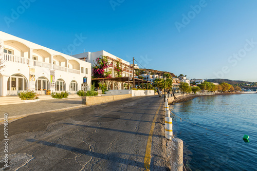 Skala Village street view in Patmos Island. Patmos Island is populer tourist destination in Greece.