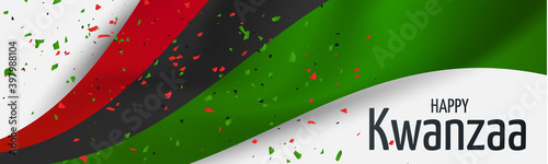 Kwanzaa banner. Traditional african american ethnic holiday design concept. Green, red, and black colors. Vector illustration.