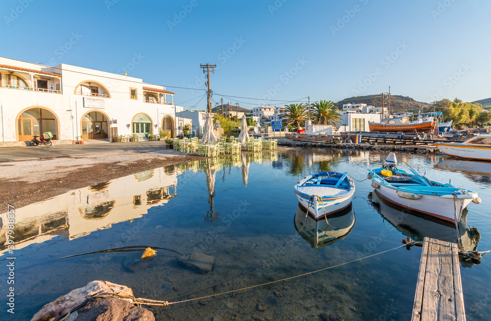 Skala Village harbour view in Patmos Island. Patmos Island is populer tourist destination in Greece.