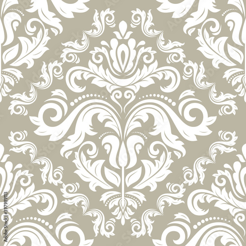 Orient vector classic white pattern. Seamless abstract background with white vintage elements. Orient background. Ornament for wallpaper and packaging © Fine Art Studio