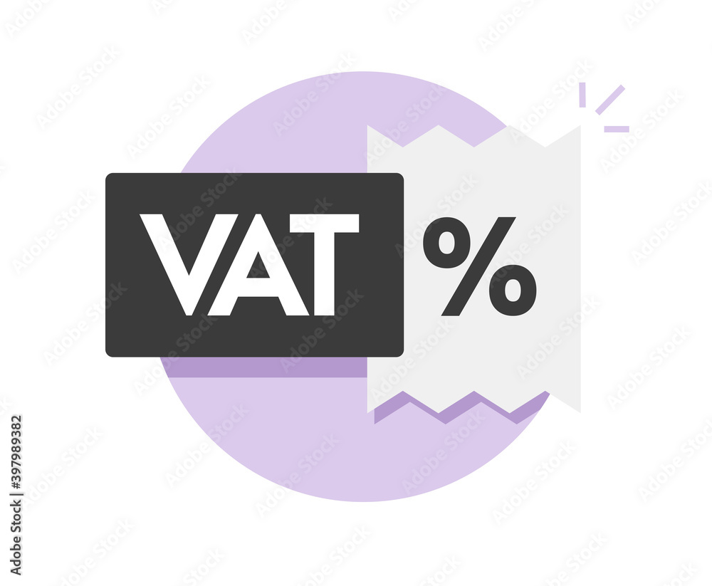 Vat tax icon vector on financial receipt document sign Vat tax icon vector on financial receipt document sign