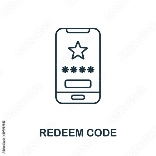 Redeem Code icon. Line style element from loyalty program collection. Thin Redeem Code icon for templates, infographics and more