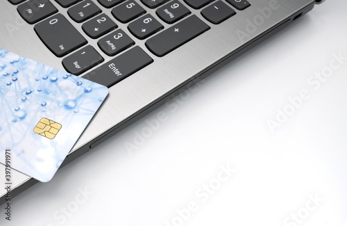Online shopping concept, a credit card on a laptop