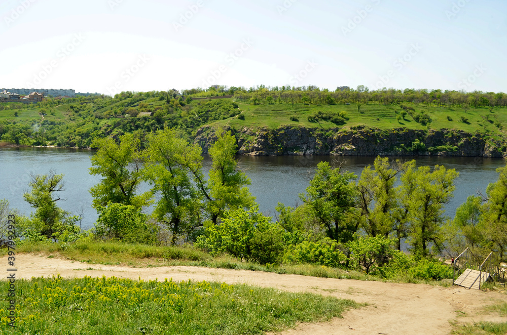 Fototapeta premium landscape with river and sky