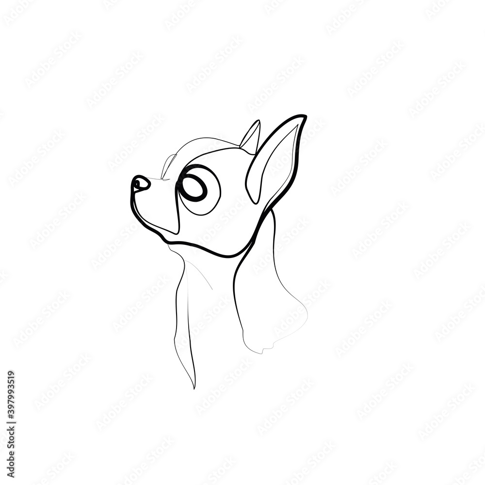 SINGLE-LINE DRAWING OF A CHIHUAHUA DOG. This is a hand-drawn, continuous,  line illustration. Each gesture sketch was created by hand. Stock  Illustration | Adobe Stock