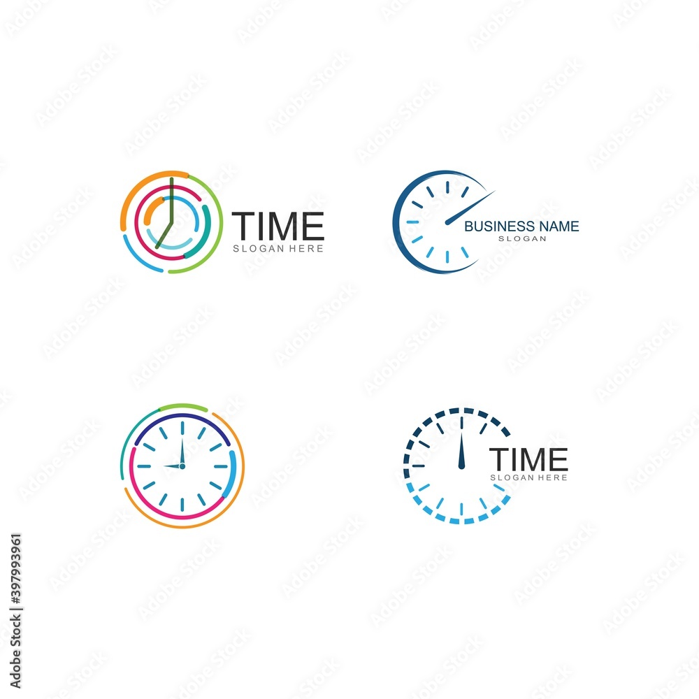 business clock logo template vector