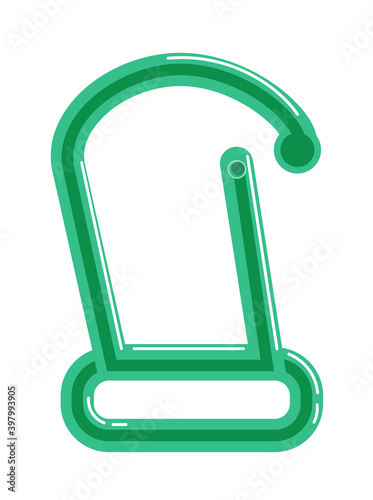Color carabiner with hook isolated on white background