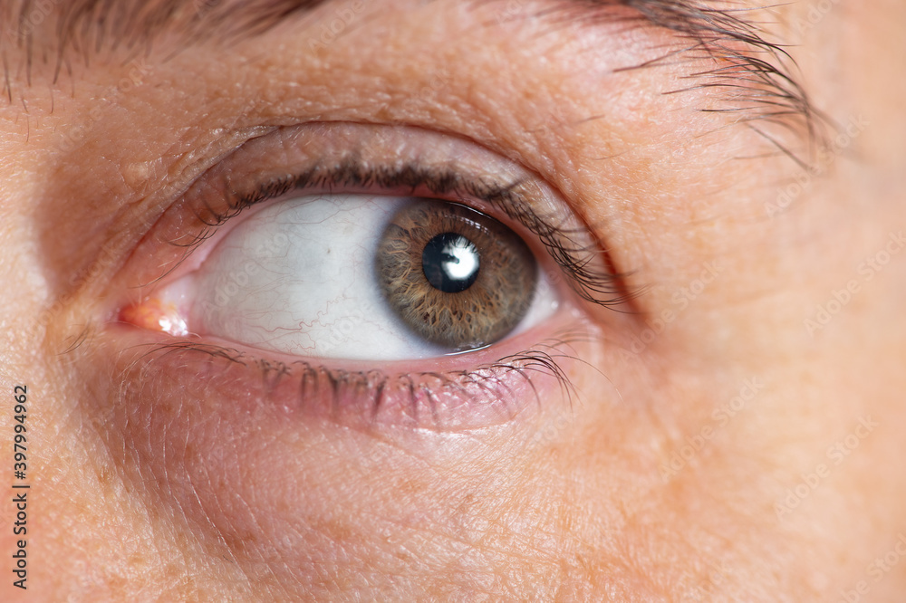 Close up of beautiful brown eye of caucasian young woman Close up of beautiful brown eye of caucasian young woman