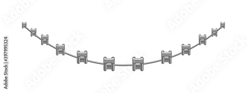 Metal orthodontic brackets or dental tooth braces on white