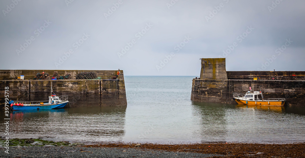 The small harbour of Seahouses in Northumberland,  United Kingdom