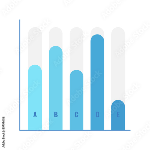 Bar chart finance infographic template isolated on white