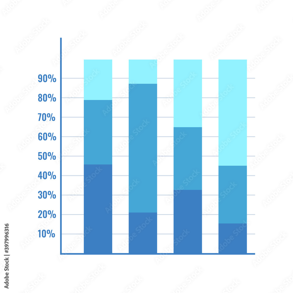 Vertical Stacked Bar Chart Infographic Isolated On White Stock Vector 