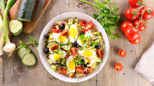 rice salad with mixed vegetable and egg