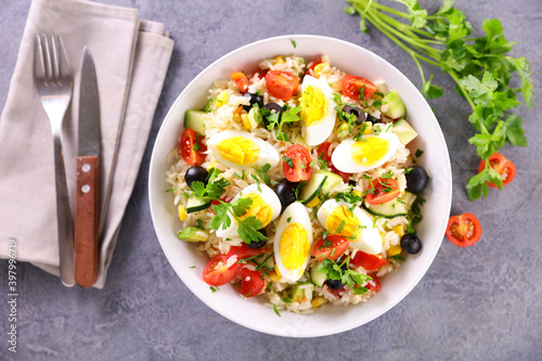 rice salad with mixed vegetable and egg
