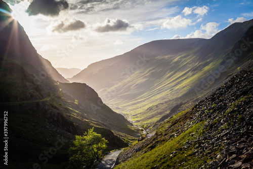 Sunset at Honister Pass in the Lake district, Cumbria, United Kingdom