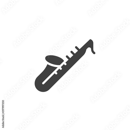 Saxophone musical instrument vector icon. Wind instrument saxophone filled flat sign for mobile concept and web design. glyph icon. Symbol, logo illustration. Vector graphics