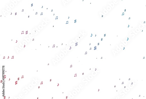 Light Blue  Red vector texture with musical notes.