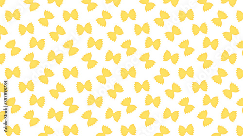 Farfalle pasta pattern wallpaper. Farfalle pasta on white background.